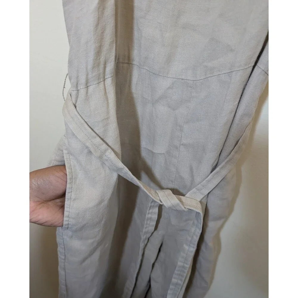 Quince 100% European Linen Square Neck Jumpsuit Adjustable Straps Small